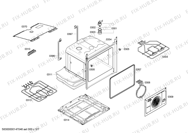 Взрыв-схема плиты (духовки) Bosch HCE748450 - Схема узла 03