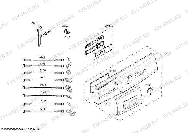 Схема №4 WM14A170SN A14.17 с изображением Панель управления для стиралки Siemens 00444307