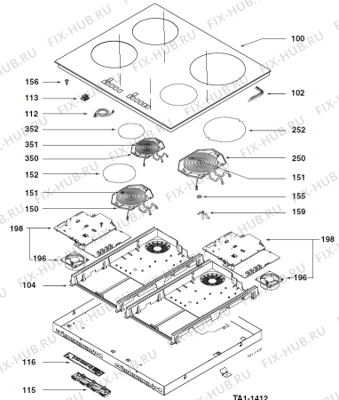 Взрыв-схема плиты (духовки) Gorenje HI1621G EU   -Induction hob (182016, HI1621) - Схема узла 02