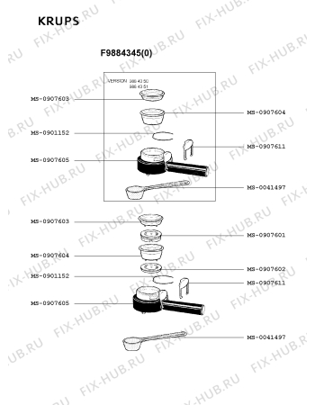 Взрыв-схема кофеварки (кофемашины) Krups F9884345(0) - Схема узла FP001869.9P3