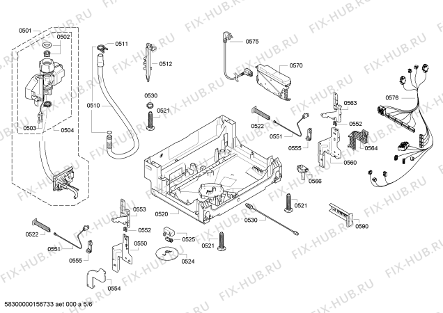Взрыв-схема посудомоечной машины Bosch SMV53M90IL Active Water L 6,5l made in Germany - Схема узла 05