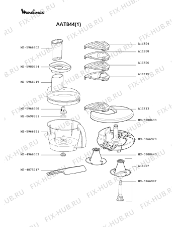 Взрыв-схема кухонного комбайна Moulinex AAT844(1) - Схема узла 9P000314.1P3