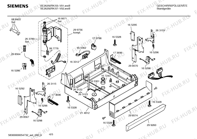 Взрыв-схема посудомоечной машины Siemens SE26292RK - Схема узла 05