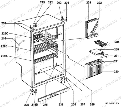 Взрыв-схема холодильника Electrolux RM4231 - Схема узла C20 Cabinet  B