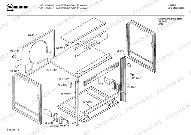 Схема №2 B1140N1GB 10311NM с изображением Панель для плиты (духовки) Bosch 00286797