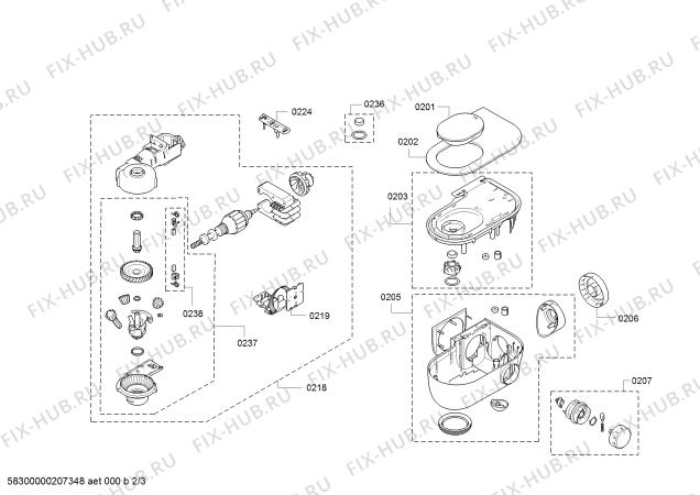 Взрыв-схема кухонного комбайна Bosch MUM5LB4S - Схема узла 02