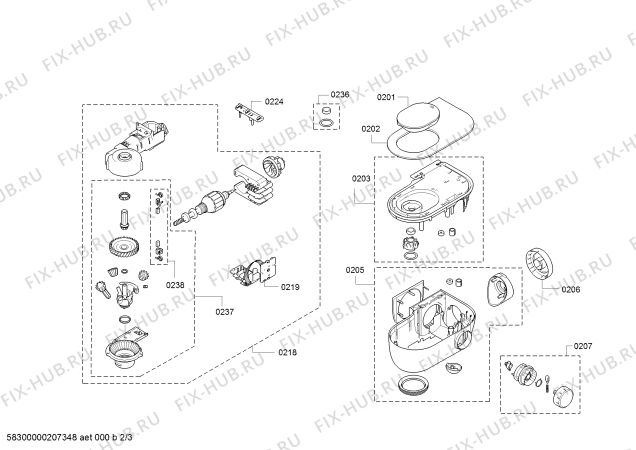 Взрыв-схема кухонного комбайна Bosch MUM5GA4S - Схема узла 02