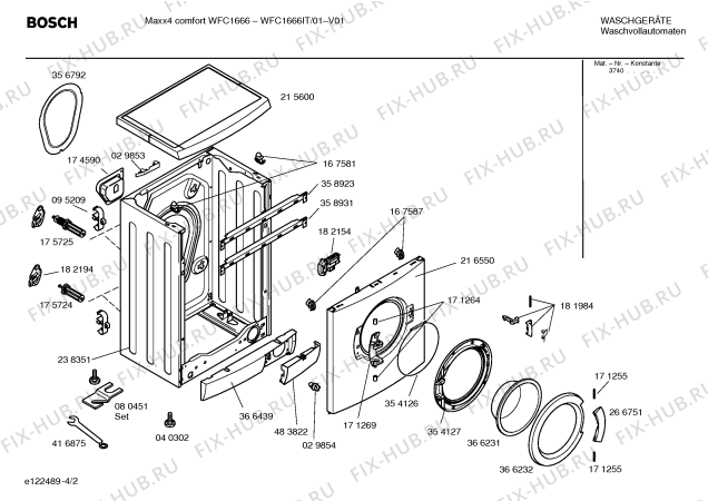 Взрыв-схема стиральной машины Bosch WFC1666IT -MAXX 4 comfort WFC1666 - Схема узла 02