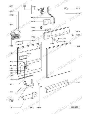 Схема №1 ADB 760 с изображением Панель для посудомоечной машины Whirlpool 481245373082