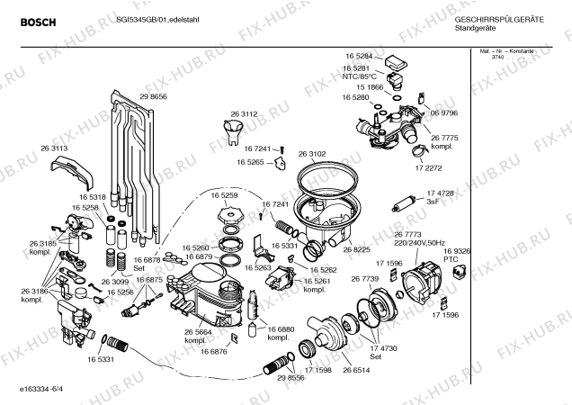 Взрыв-схема посудомоечной машины Bosch SGI5345GB Exxcel / Auto-option - Схема узла 04