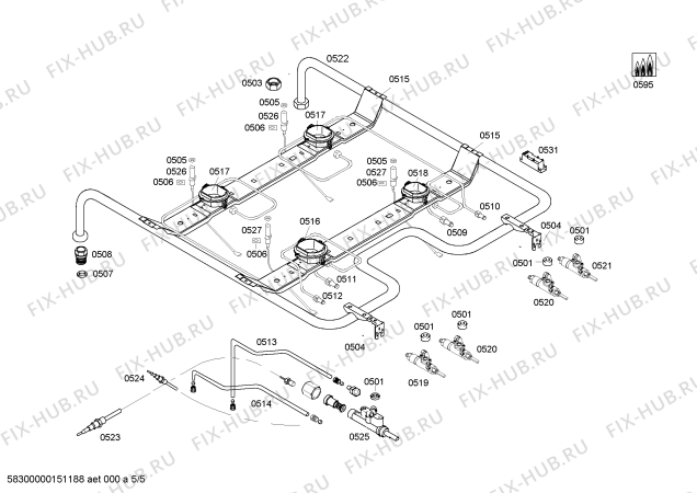 Взрыв-схема плиты (духовки) Bosch HGG222120R - Схема узла 05