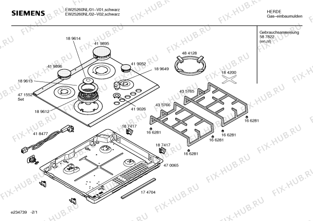 Схема №1 EW25260NL Siemens с изображением Инструкция по эксплуатации для плиты (духовки) Siemens 00587822