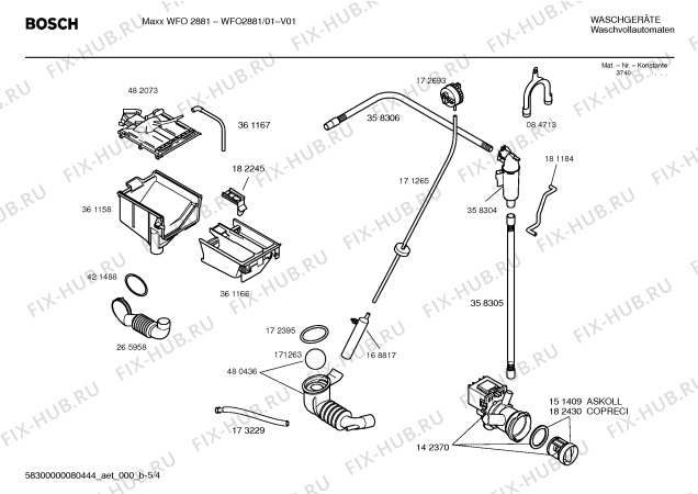 Схема №2 WFO2881 Maxx WFO 2881 с изображением Инструкция по установке и эксплуатации для стиралки Bosch 00591303