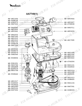 Взрыв-схема кухонного комбайна Moulinex AA7749(1) - Схема узла KP000257.6P4