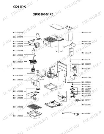 Схема №1 XP563010/1P0 с изображением Решетка для электрокофемашины Krups MS-623597