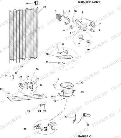 Взрыв-схема холодильника Ariston MTB4511FR (F036738) - Схема узла
