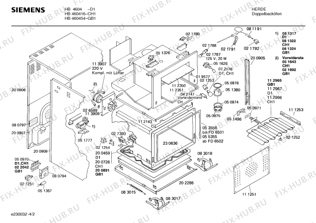 Схема №1 HB460454 с изображением Микропереключатель Bosch 00021790