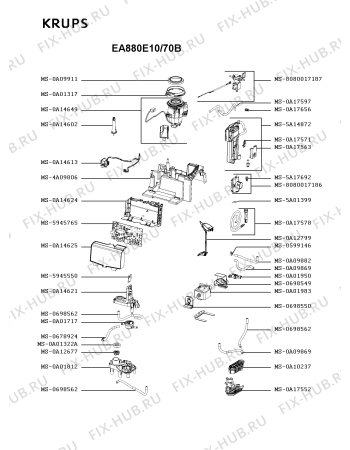 Взрыв-схема кофеварки (кофемашины) Krups EA880E10/70B - Схема узла QP005456.6P2