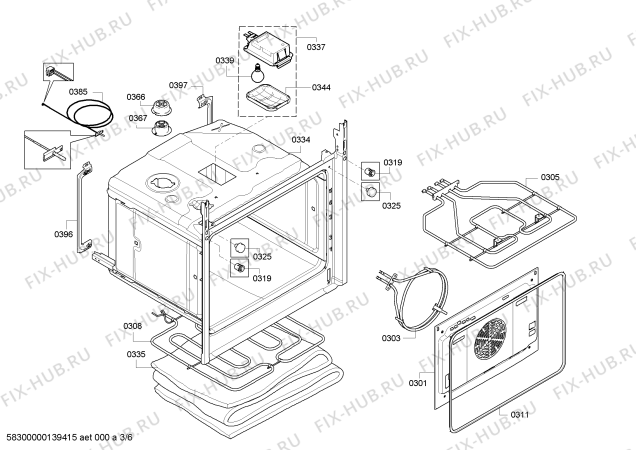 Взрыв-схема плиты (духовки) Bosch HBB73C520F - Схема узла 03