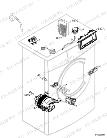 Взрыв-схема стиральной машины Electrolux EWS103410A - Схема узла Electrical equipment 268