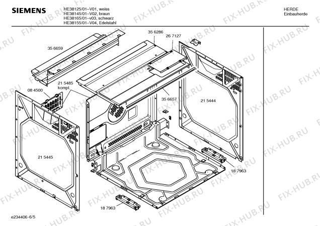 Взрыв-схема плиты (духовки) Siemens HE38165 - Схема узла 05