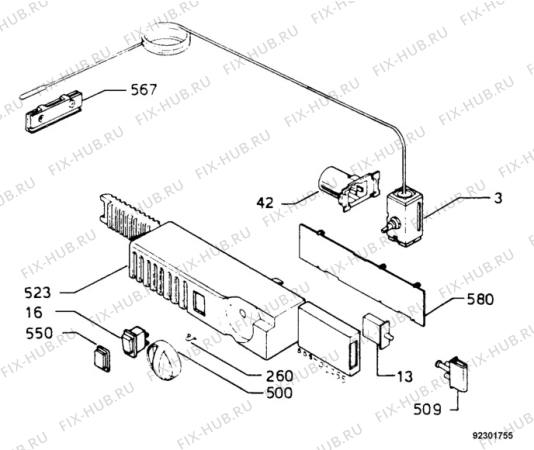 Взрыв-схема холодильника Electrolux ER1424T - Схема узла Thermostat