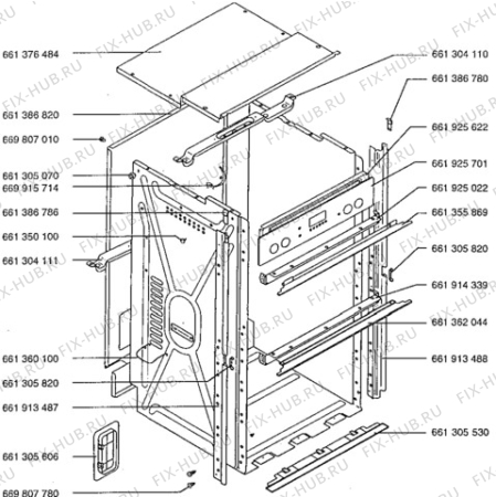 Взрыв-схема плиты (духовки) Aeg 52381B-M - Схема узла H10 Outer Frame