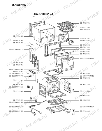 Схема №1 OC787B00/12A с изображением Провод для плиты (духовки) Rowenta SS-1530000759