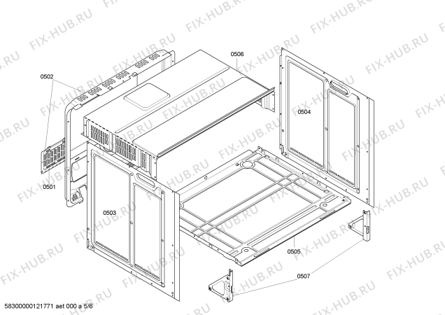 Взрыв-схема плиты (духовки) Siemens HB200521 - Схема узла 05