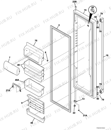 Взрыв-схема холодильника Aeg Electrolux S756281KG3 - Схема узла Refrigerator door