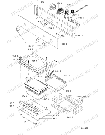 Схема №1 EMZP 3485 IN с изображением Панель для плиты (духовки) Whirlpool 481945058402