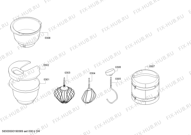 Взрыв-схема кухонного комбайна Bosch MUM58234 - Схема узла 03