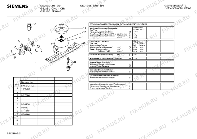 Взрыв-схема холодильника Siemens GS21B01 - Схема узла 02