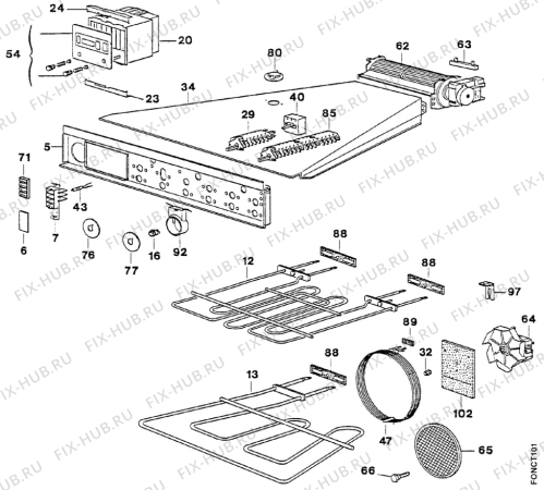 Взрыв-схема плиты (духовки) Electrolux EOB744B1 - Схема узла Electrical equipment