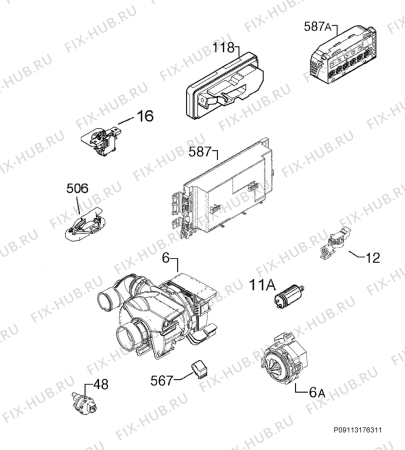 Взрыв-схема посудомоечной машины Zanussi ZDF18001XA - Схема узла Electrical equipment 268