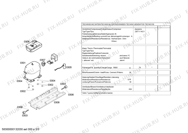 Взрыв-схема холодильника Siemens KG36VX73SD - Схема узла 03