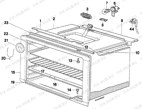 Взрыв-схема плиты (духовки) Arthurmartinelux CG6022-1 - Схема узла Oven body
