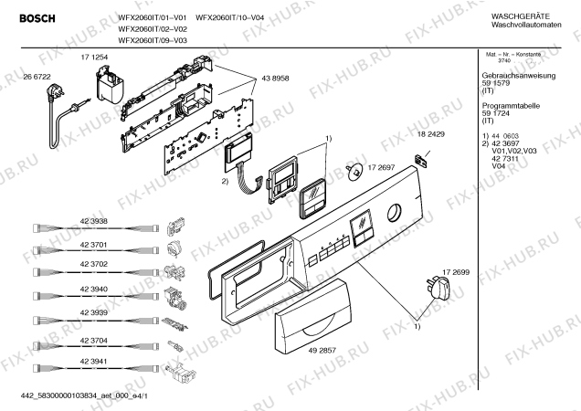 Схема №1 WFX2060IT Maxx Advantage WFX2060 с изображением Панель управления для стиральной машины Bosch 00440603