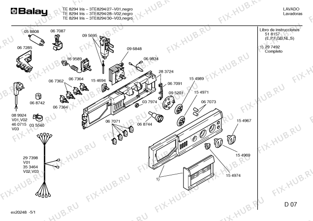 Схема №2 3TE8294 TE8294 IRIS с изображением Ручка выбора программ для стиральной машины Bosch 00154967