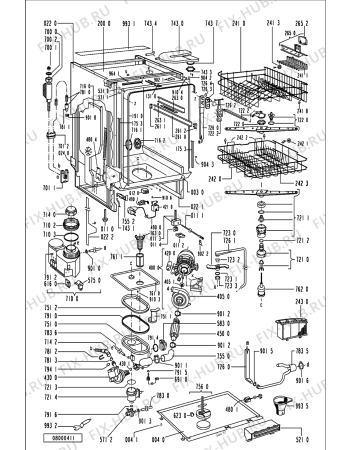 Схема №2 ADP 951/1 AV с изображением Блок управления для электропосудомоечной машины Whirlpool 481221478172