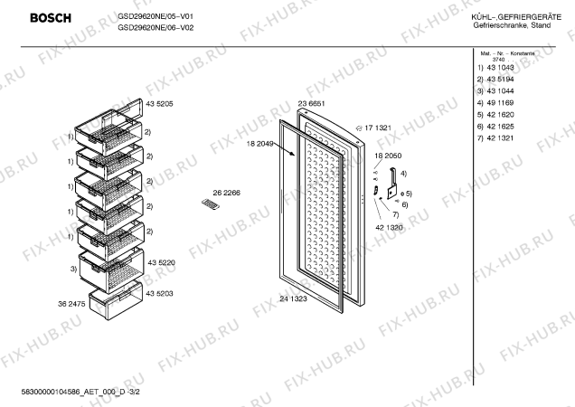 Схема №2 GSD26620NE с изображением Панель для холодильника Bosch 00435189