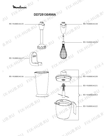 Взрыв-схема блендера (миксера) Moulinex DD725130/6WA - Схема узла 3P004655.1P2