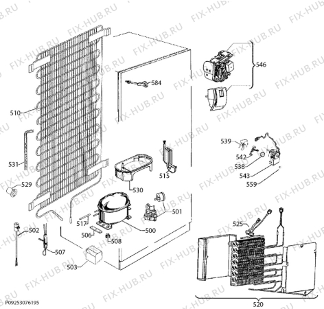 Взрыв-схема холодильника Smeg C3172NP1 - Схема узла Cooling system 017