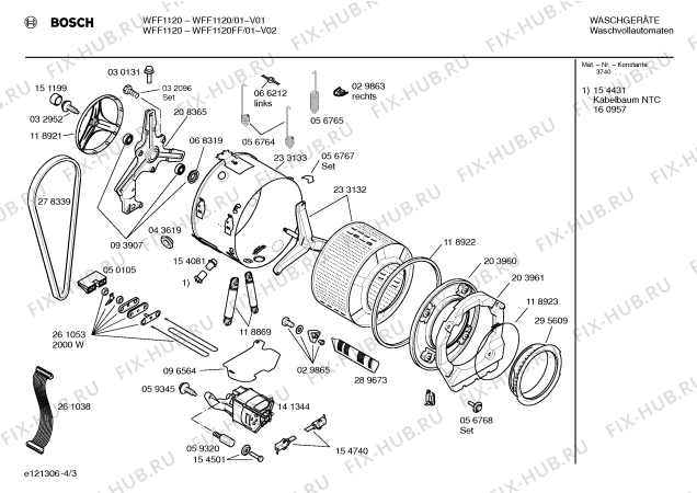 Взрыв-схема стиральной машины Bosch WFF1120, WFF1120 - Схема узла 03