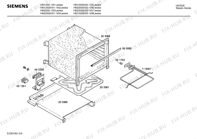 Взрыв-схема плиты (духовки) Siemens HN22020 - Схема узла 04