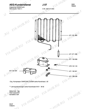 Взрыв-схема холодильника Aeg S1542-4 I - Схема узла Refrigerator cooling system