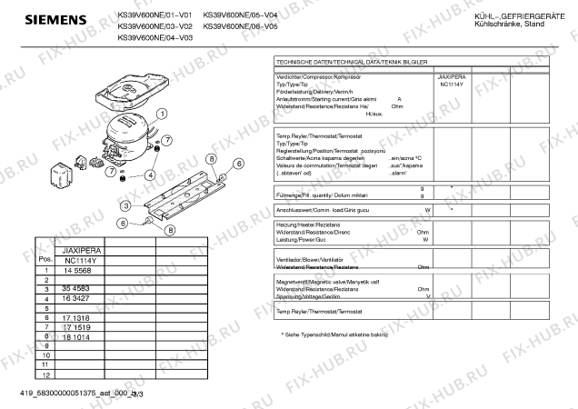 Схема №1 KS44V602NE с изображением Инструкция по эксплуатации для холодильника Siemens 00586749