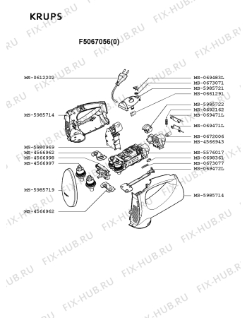 Взрыв-схема блендера (миксера) Krups F5067056(0) - Схема узла BP000569.9P3