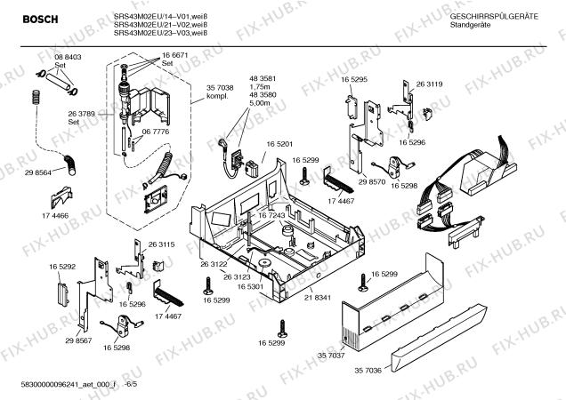 Взрыв-схема посудомоечной машины Bosch SRS43M02EU - Схема узла 05