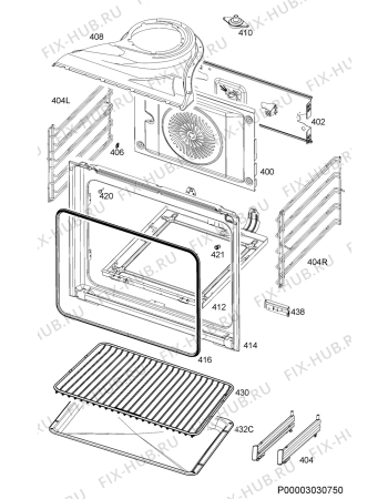 Взрыв-схема плиты (духовки) Aeg EE3013021D - Схема узла Oven